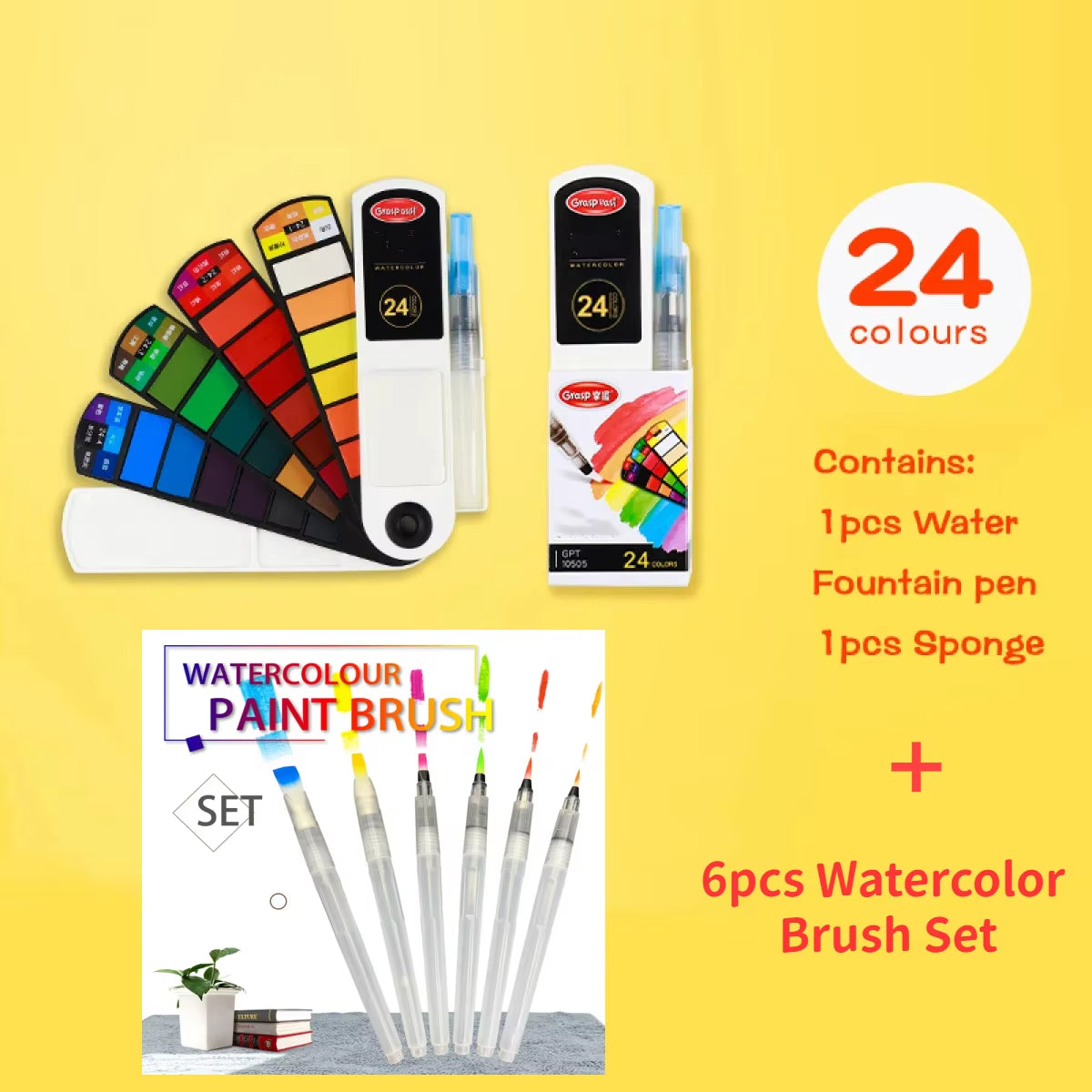 "Unleash Your Creativity Anywhere! 🎨✨ Grab our Foldable Travel Watercolor Set  with a Water Brush Pen - Perfect for Artists on the Go! 🖌️🌍"