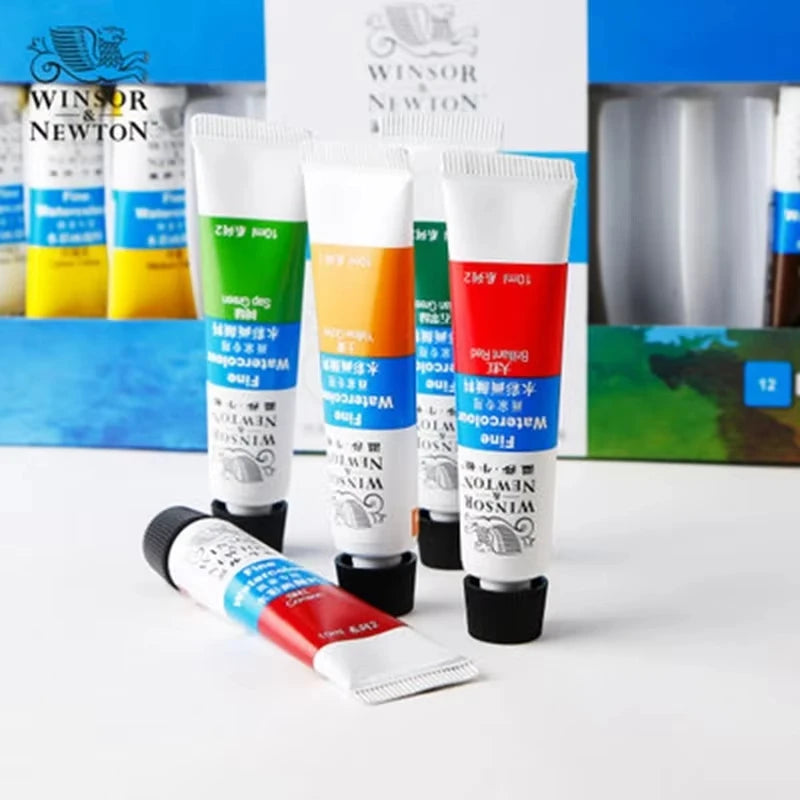 Winsor&Newton Professional Watercolor Set + Mixing Pallet and Brush | 12/18/24/36 Colors | 10ml Tubes