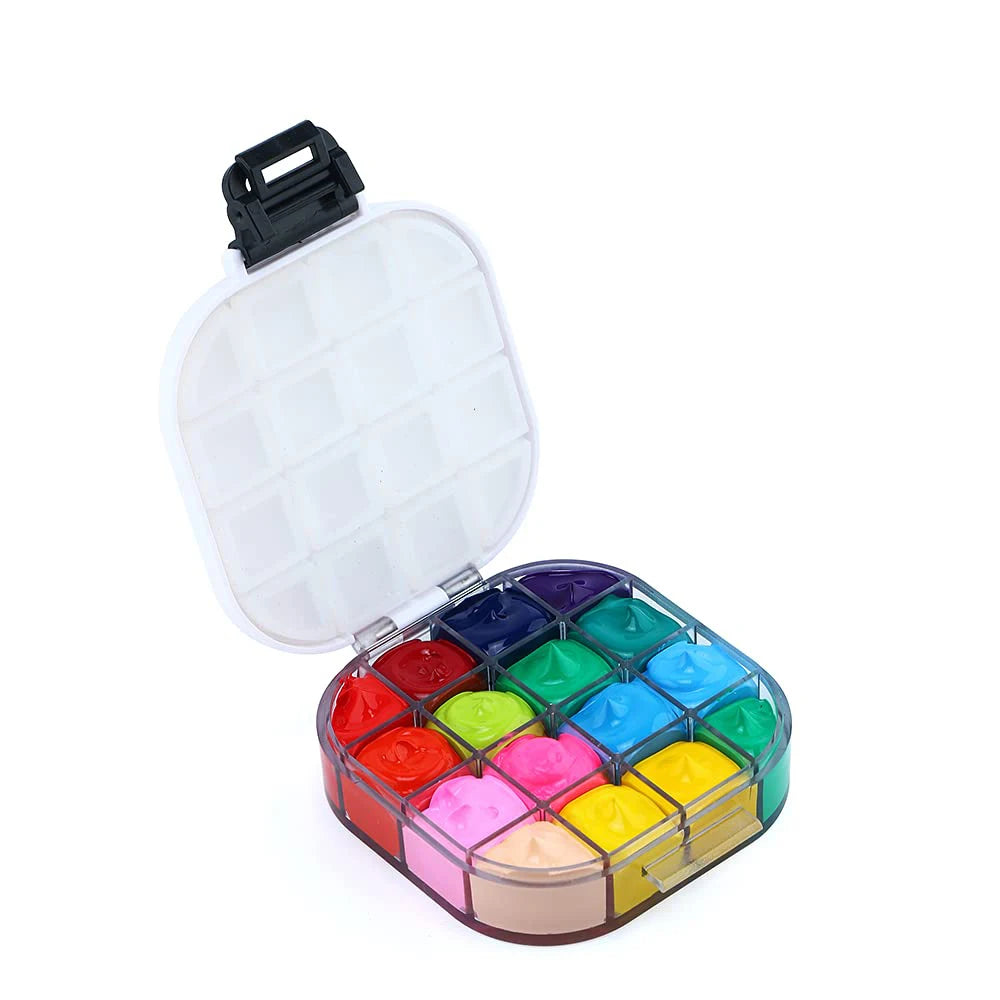 16 Grid Folding Palette & Pigment Storage Box for Acrylic, Watercolor, and Oil Painting