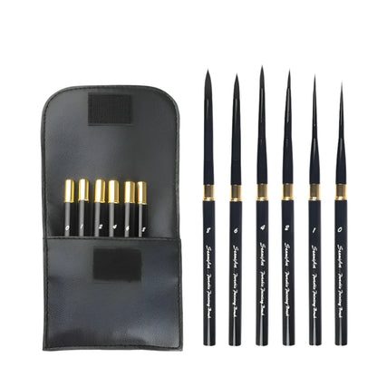  6Pcs Portable Watercolor Brush 1-6# +bag