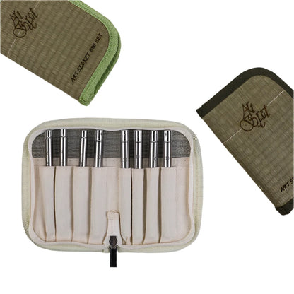 Case with Brush Set | Horse Hair for Acrylic, Gouache & Watercolor | 8 Piece Set